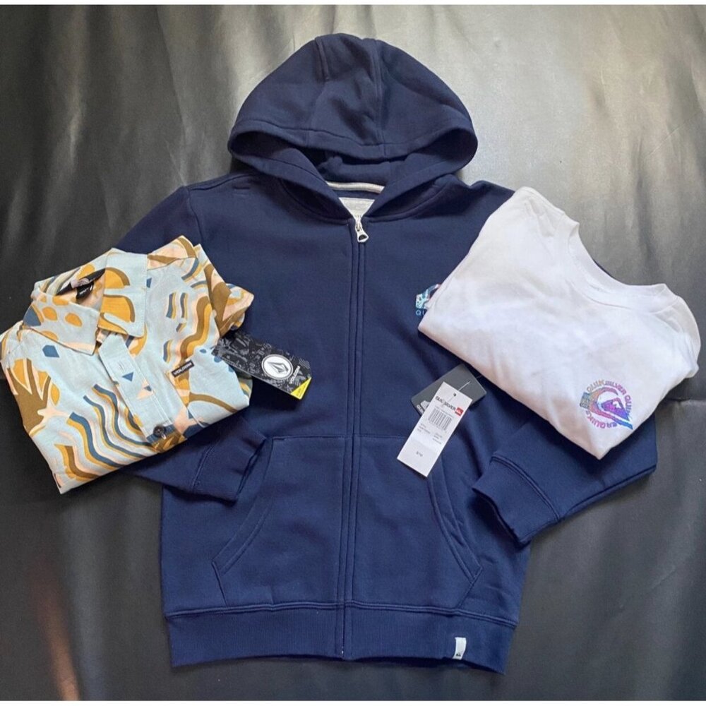 NWT Quiksilver Hoodie & Tees Bundle Boys Youth Size Small